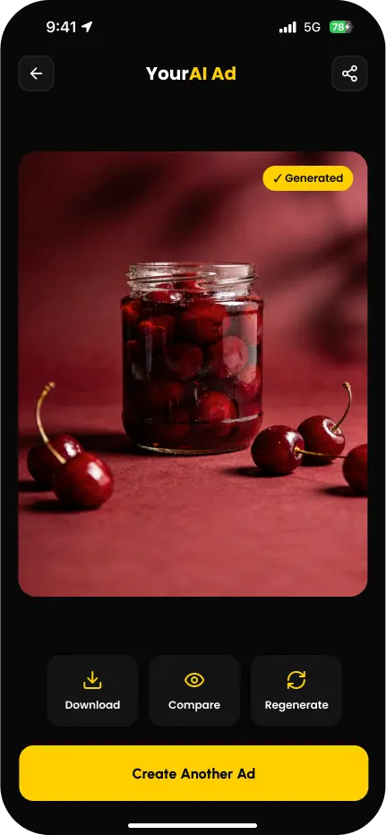 PixelAd app: exporting and sharing an ad